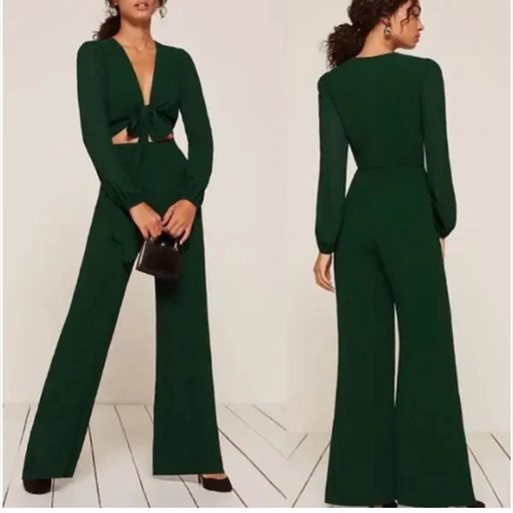 REFORMATION Front-tie Jumpsuit in Emerald